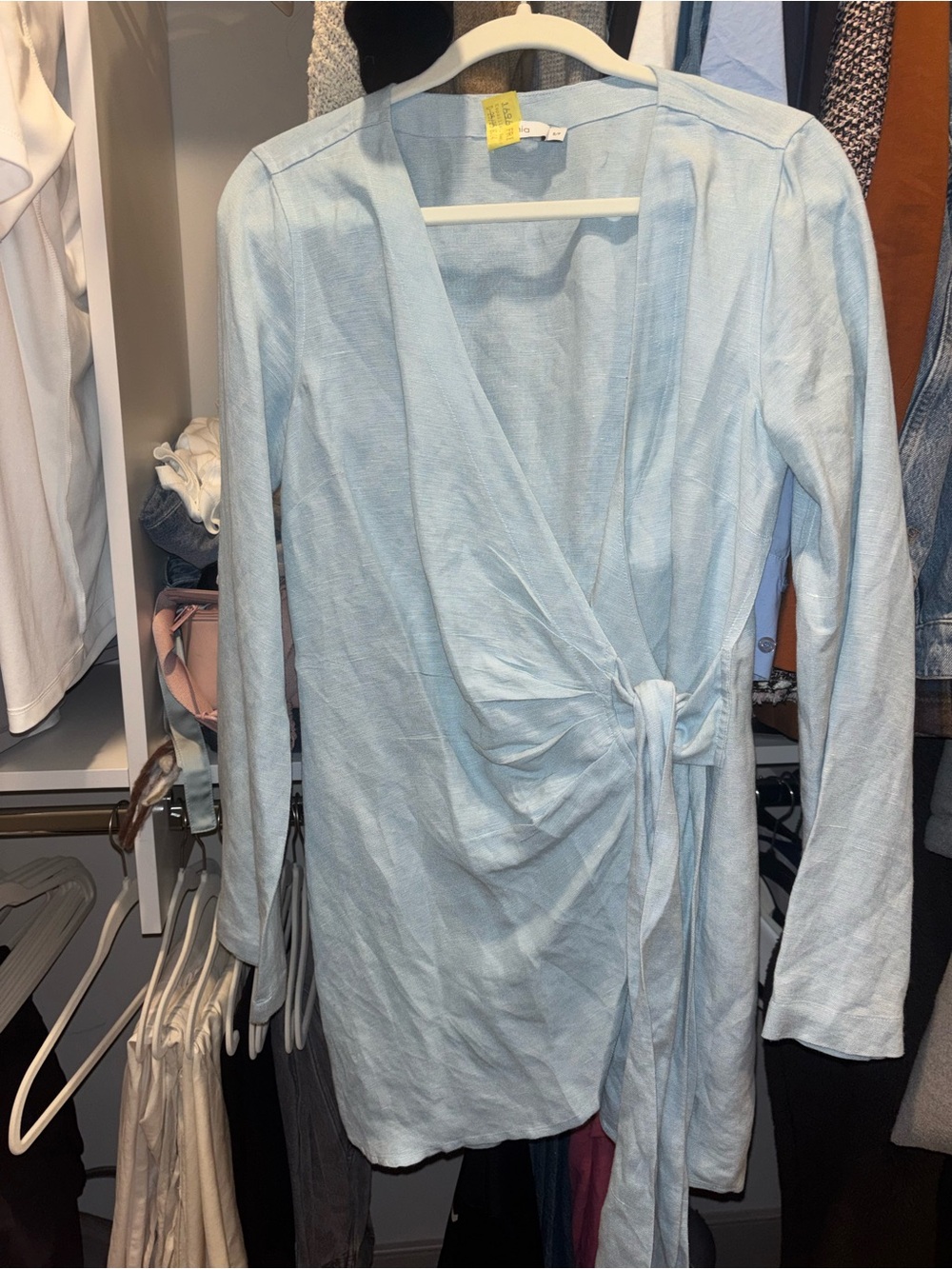 Onia Light Blue linen Wrap Dress